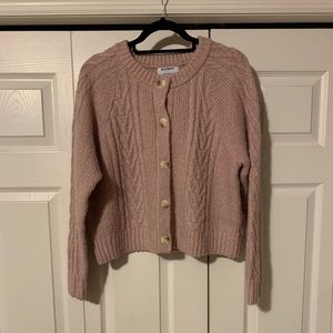 Heathered Cable Knit Cardigan Sweater - Pink - Old Navy